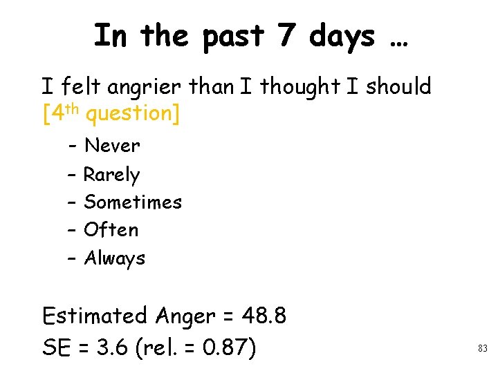 In the past 7 days … I felt angrier than I thought I should