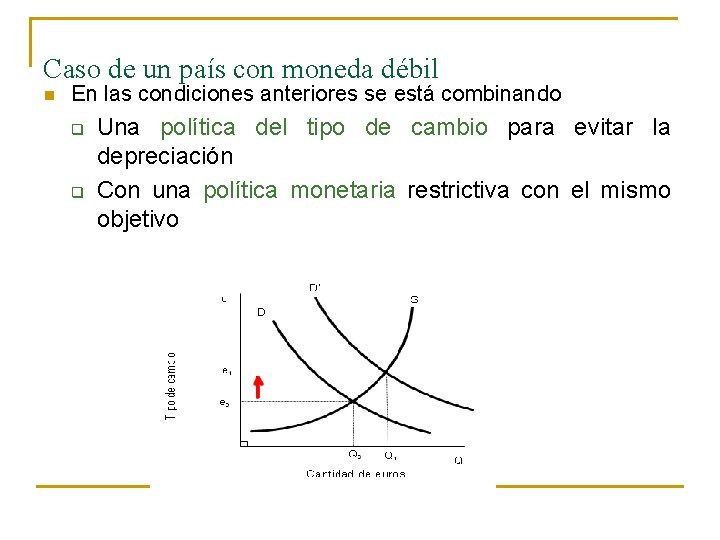 Caso de un país con moneda débil n En las condiciones anteriores se está