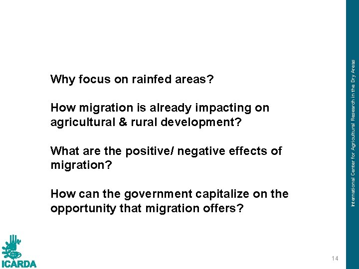 International Center for Agricultural Research in the Dry Areas Why focus on rainfed areas?