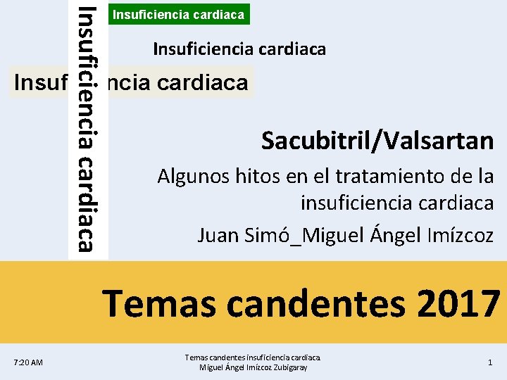 Insuficiencia cardiaca Sacubitril/Valsartan Algunos hitos en el tratamiento de la insuficiencia cardiaca Juan Simó_Miguel