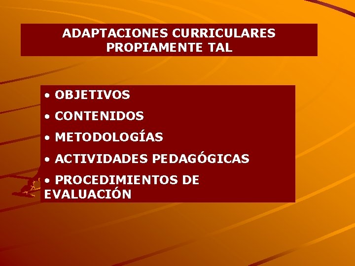 ADAPTACIONES CURRICULARES PROPIAMENTE TAL • OBJETIVOS • CONTENIDOS • METODOLOGÍAS • ACTIVIDADES PEDAGÓGICAS •