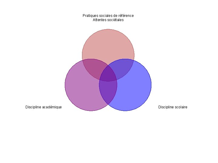 Pratiques sociales de référence Attentes sociétales Discipline académique Discipline scolaire 