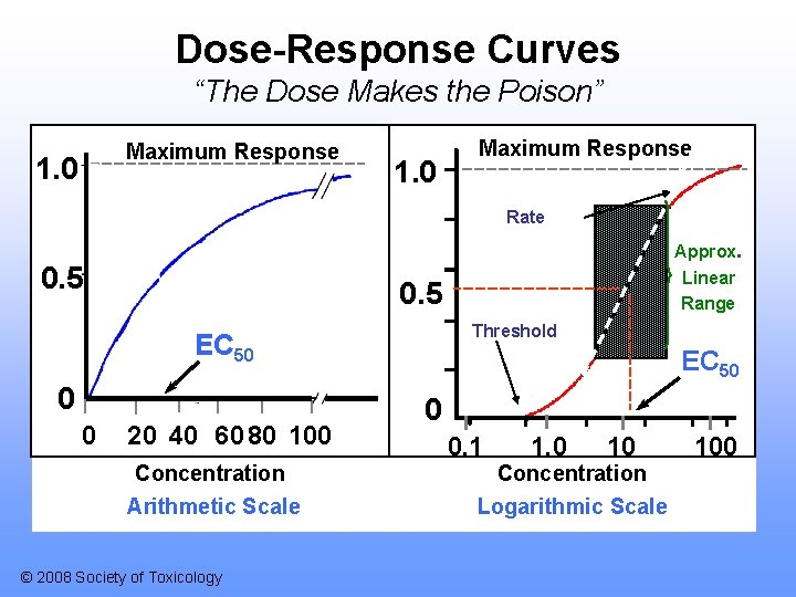 Dose-Response Curves “The Dose Makes the Poison” Maximum Response 1. 0 Maximum Response Rate