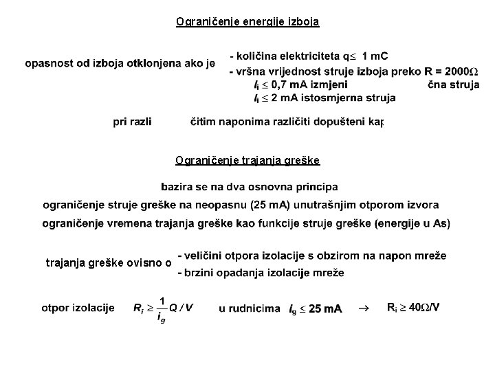 Ograničenje energije izboja Ograničenje trajanja greške ovisno o 