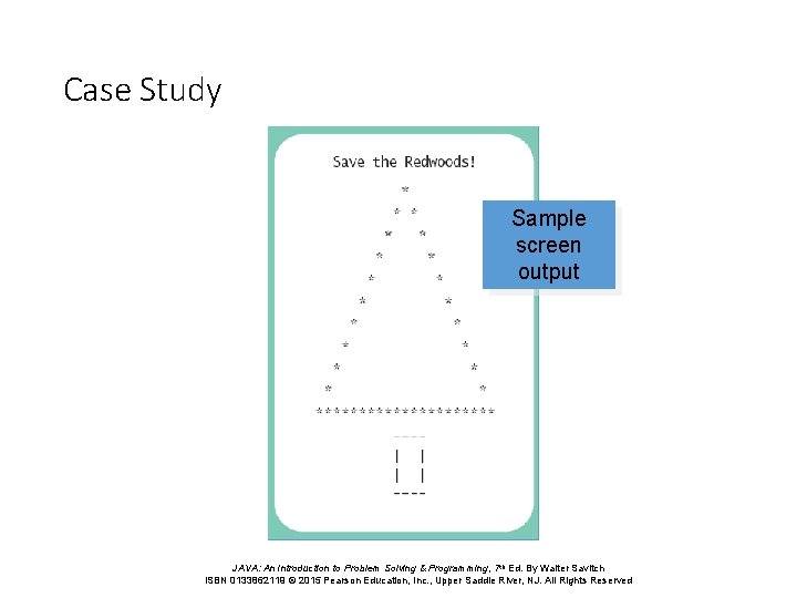 Case Study Sample screen output JAVA: An Introduction to Problem Solving & Programming, 7