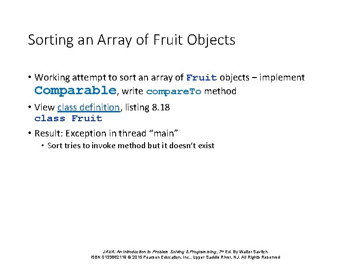 Sorting an Array of Fruit Objects • Working attempt to sort an array of