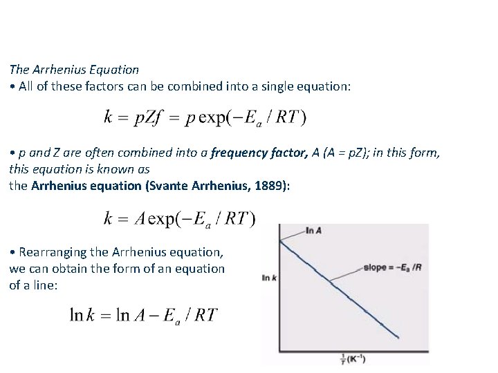 The Arrhenius Equation • All of these factors can be combined into a single