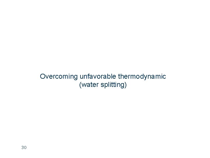 Overcoming unfavorable thermodynamic (water splitting) 30 