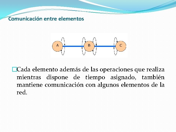 Comunicación entre elementos �Cada elemento además de las operaciones que realiza mientras dispone de