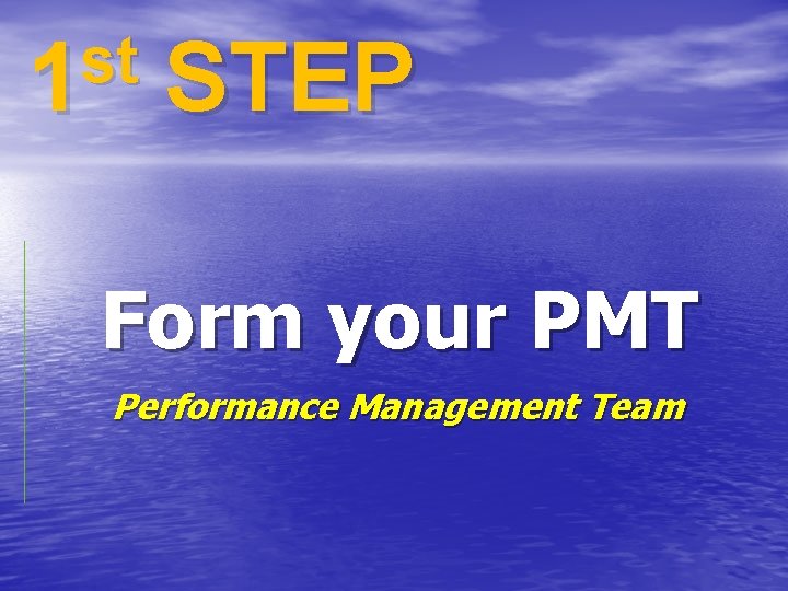 st 1 STEP Form your PMT Performance Management Team 