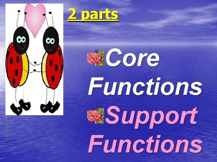 2 parts Core Functions Support Functions 