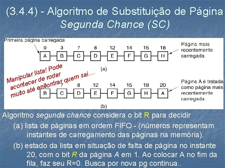 (3. 4. 4) - Algoritmo de Substituição de Página Segunda Chance (SC) ode P