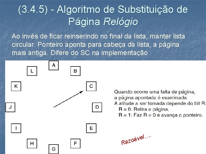 (3. 4. 5) - Algoritmo de Substituição de Página Relógio Ao invés de ficar