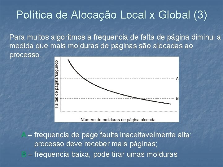 Política de Alocação Local x Global (3) Para muitos algoritmos a frequencia de falta