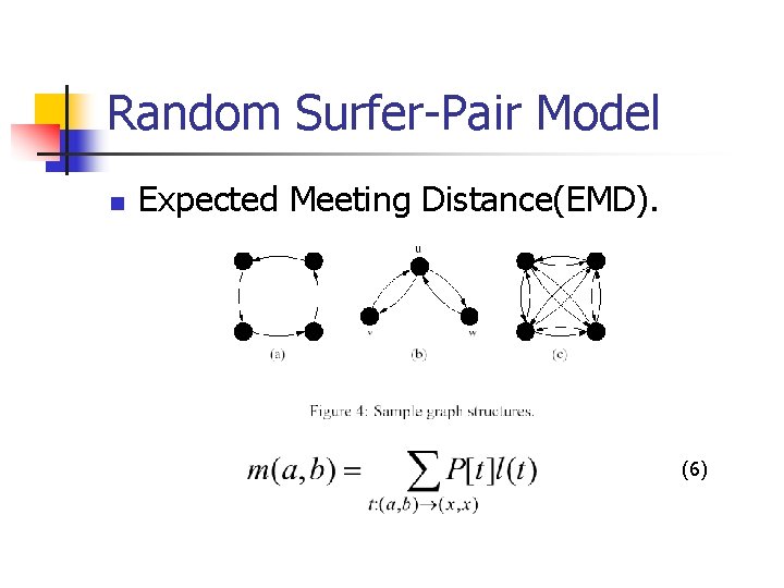 Random Surfer-Pair Model n Expected Meeting Distance(EMD). (6) 