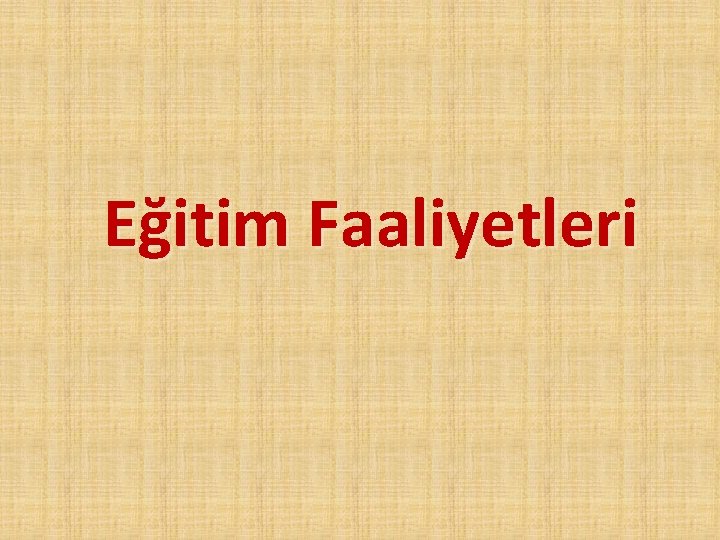 Eğitim Faaliyetleri 