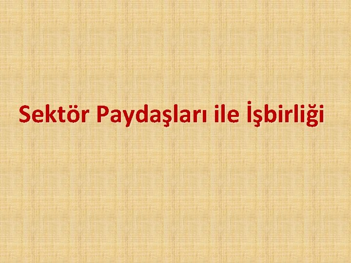 Sektör Paydaşları ile İşbirliği 