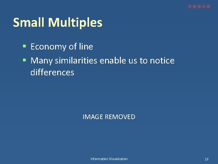 Small Multiples § Economy of line § Many similarities enable us to notice differences