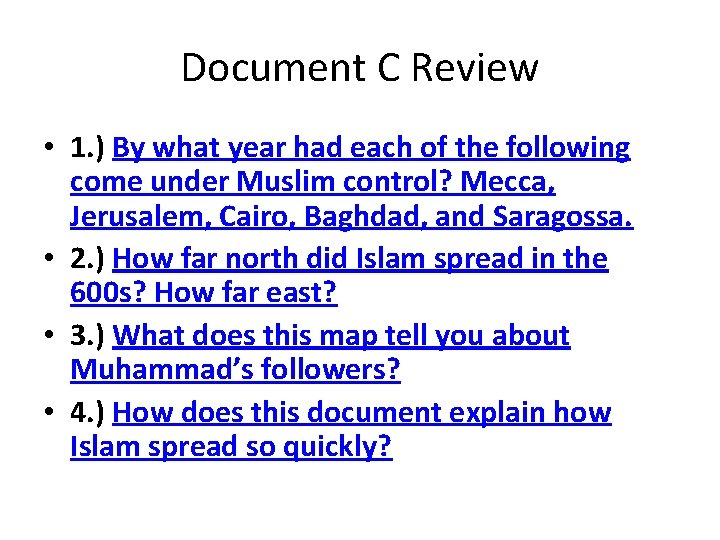 Document C Review • 1. ) By what year had each of the following