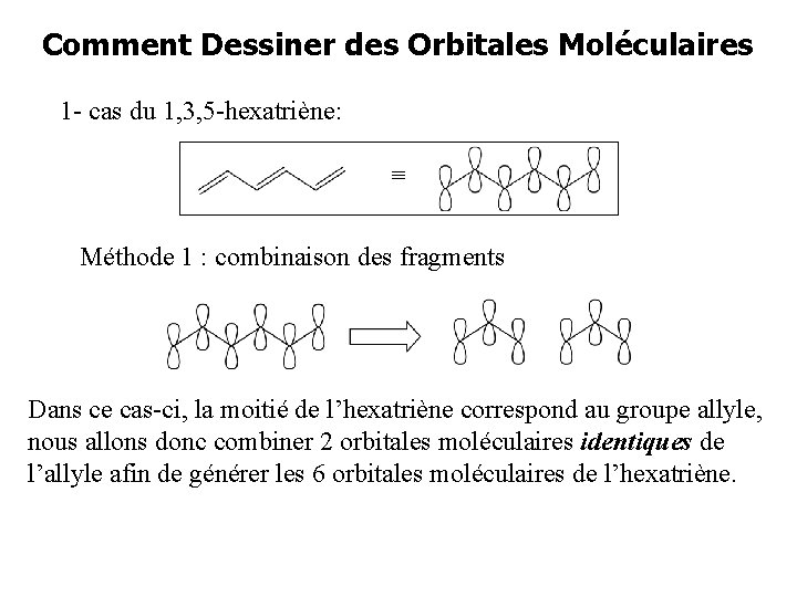 Comment Dessiner des Orbitales Moléculaires 1 - cas du 1, 3, 5 -hexatriène: Méthode