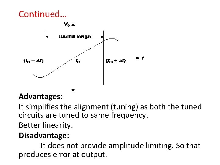 Continued… Advantages: It simplifies the alignment (tuning) as both the tuned circuits are tuned Continued… Advantages: It simplifies the alignment (tuning) as both the tuned circuits are tuned
