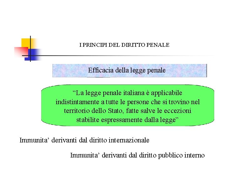 I PRINCIPI DEL DIRITTO PENALE Efficacia della legge penale “La legge penale italiana è