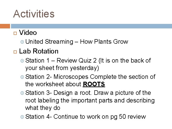 Activities Video United Streaming – How Plants Grow Lab Rotation Station 1 – Review