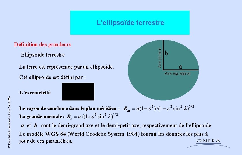 L’ellipsoïde terrestre Ellipsoïde terrestre La terre est représentée par un ellipsoide. Cet ellipsoide est L’ellipsoïde terrestre Ellipsoïde terrestre La terre est représentée par un ellipsoide. Cet ellipsoide est