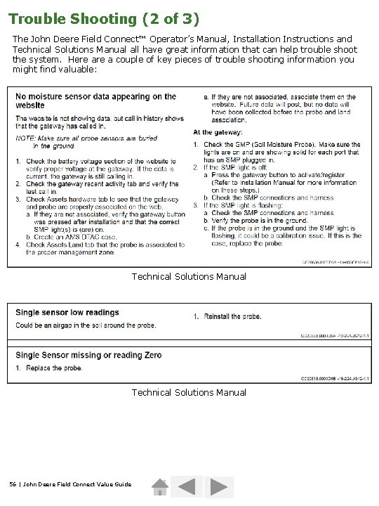 Trouble Shooting (2 of 3) The John Deere Field Connect™ Operator’s Manual, Installation Instructions
