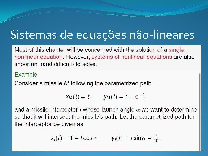 Sistemas de equações não-lineares 