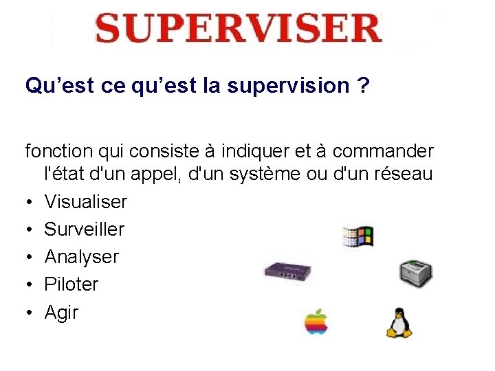 Qu’est ce qu’est la supervision ? fonction qui consiste à indiquer et à commander