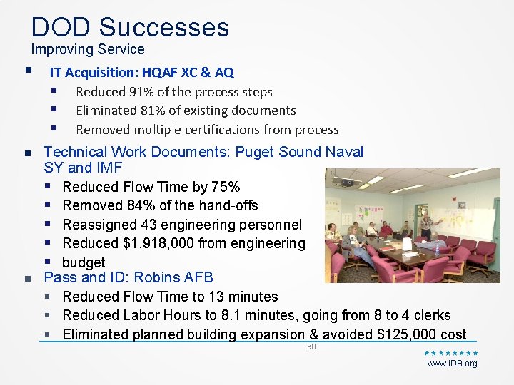 DOD Successes Improving Service § IT Acquisition: HQAF XC & AQ § Reduced 91%