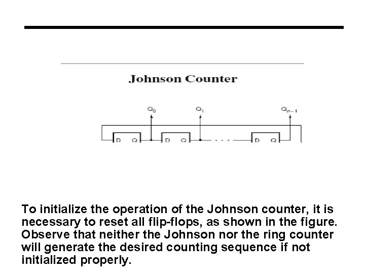 To initialize the operation of the Johnson counter, it is necessary to reset all