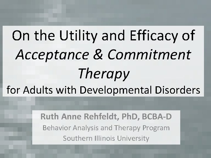 On the Utility and Efficacy of Acceptance & Commitment Therapy for Adults with Developmental