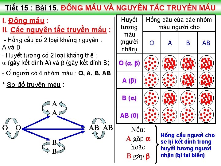Tiết 15 : Bài 15. ĐÔNG MÁU VÀ NGUYÊN TẮC TRUYỀN MÁU I. Đông