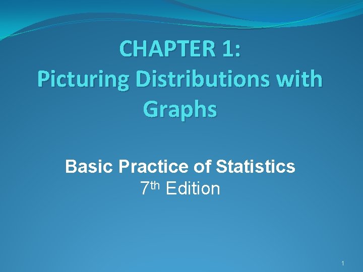 CHAPTER 1: Picturing Distributions with Graphs Basic Practice of Statistics 7 th Edition 1