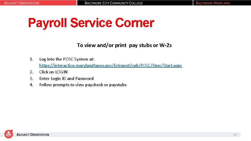 Payroll Service Corner To view and/or print pay stubs or W-2 s 1. 2.