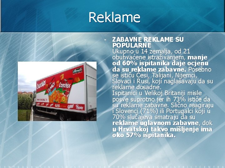 Reklame - ZABAVNE REKLAME SU POPULARNE Ukupno u 14 zemalja, od 21 obuhvaćene istraživanjem,