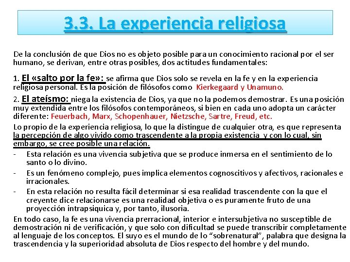 3. 3. La experiencia religiosa De la conclusión de que Dios no es objeto