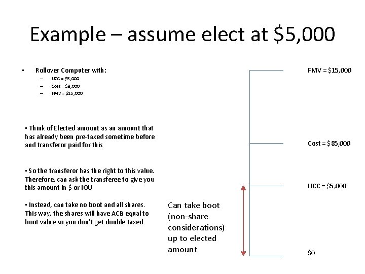 Example – assume elect at $5, 000 • Rollover Computer with: – – – Example – assume elect at $5, 000 • Rollover Computer with: – – –