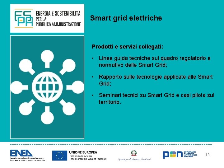Smart grid elettriche Prodotti e servizi collegati: • Linee guida tecniche sul quadro regolatorio