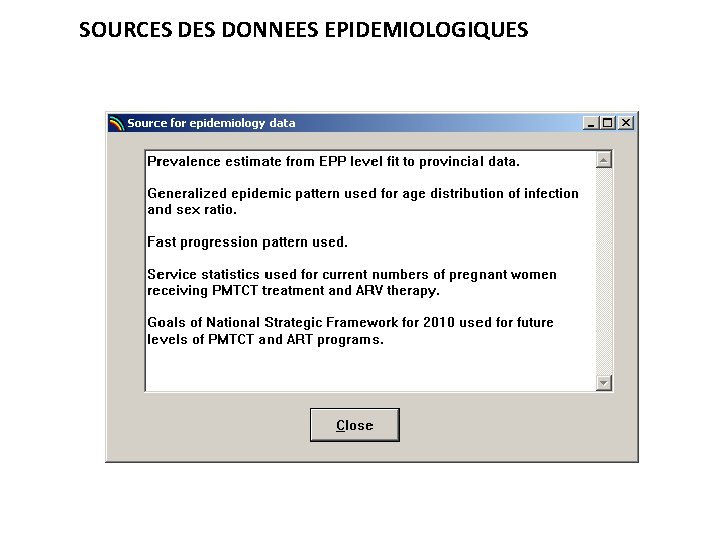 SOURCES DONNEES EPIDEMIOLOGIQUES 