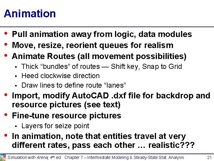 Animation • • • Pull animation away from logic, data modules Move, resize, reorient Animation • • • Pull animation away from logic, data modules Move, resize, reorient