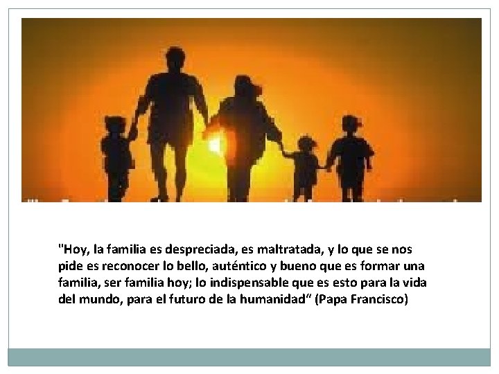 "Hoy, la familia es despreciada, es maltratada, y lo que se nos pide es