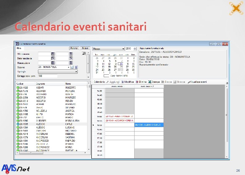 Calendario eventi sanitari 26 