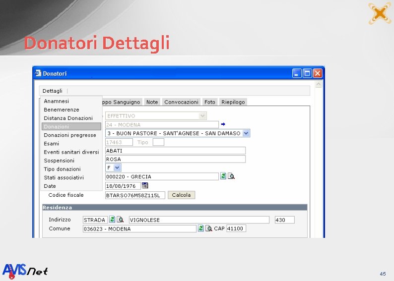 Donatori Dettagli 45 
