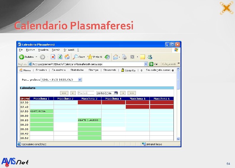 Calendario Plasmaferesi 54 