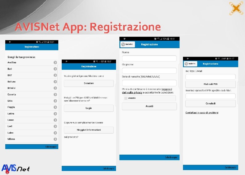 AVISNet App: Registrazione 