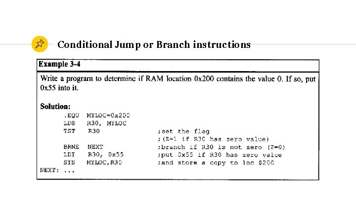 Conditional Jump or Branch instructions 