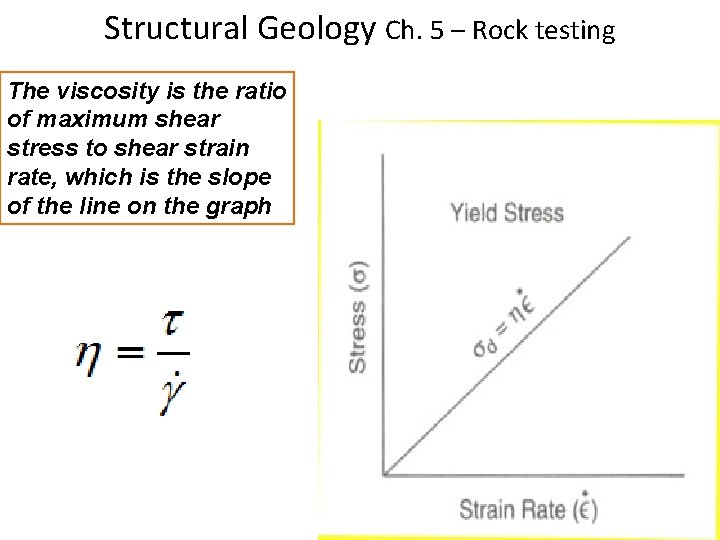 Structural Geology Ch. 5 – Rock testing The viscosity is the ratio of maximum